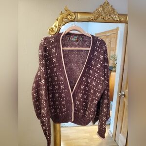 Paris Sports Club Vintage Pink And Purple Knit Cardigan Sweater